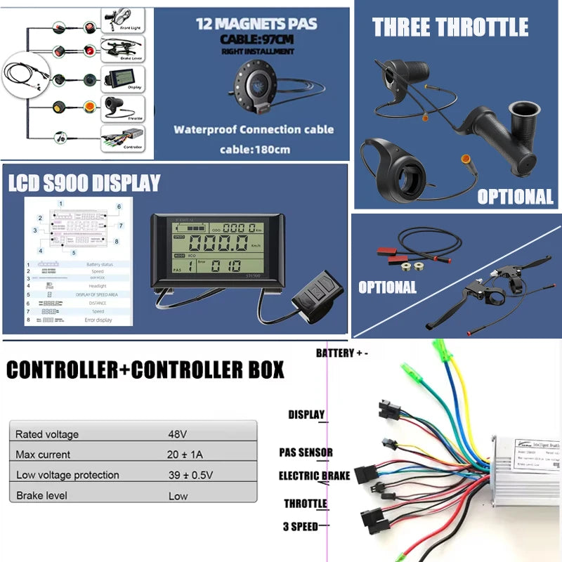 js 48V 250W 350W 500W Electric Bike Conversion Kit with 24AH Battery Front Rear Hub Motor Freewheel /Casset Wheel20 26 27.5 700