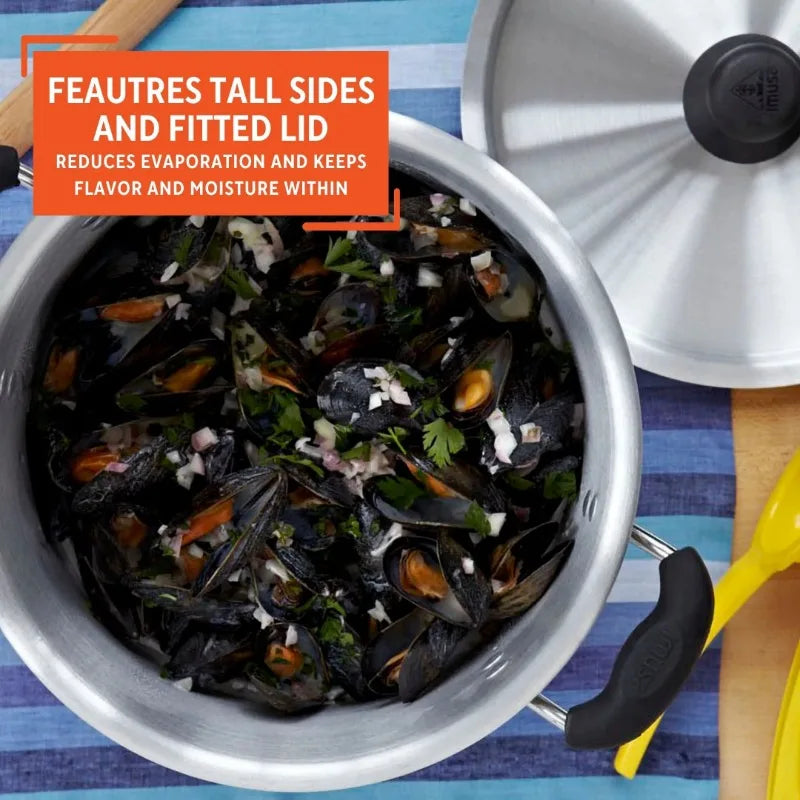 Stock Pot with Ultra Nonstick Ceramic and Tempered Glass Lid – Dishwasher Safe, 8Qt Aluminum Stock Pot with Lid