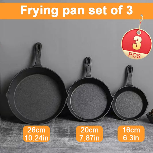 Feature Cast Iron Cookware Set Uncoated Pans For Daily Use