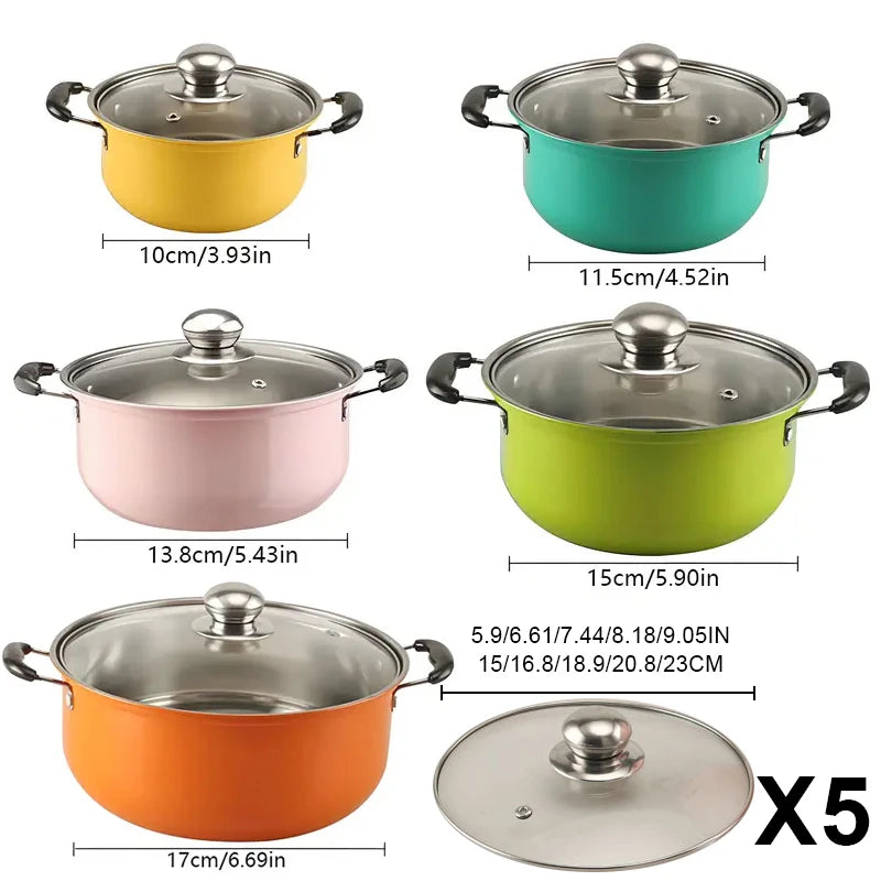 10-piece stainless steel cookware set, multi-colored non-stick cookware set,perfect for kitchens and restaurants, an ideal gift