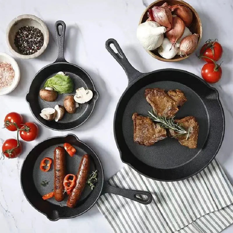 Feature Cast Iron Cookware Set Uncoated Pans For Daily Use