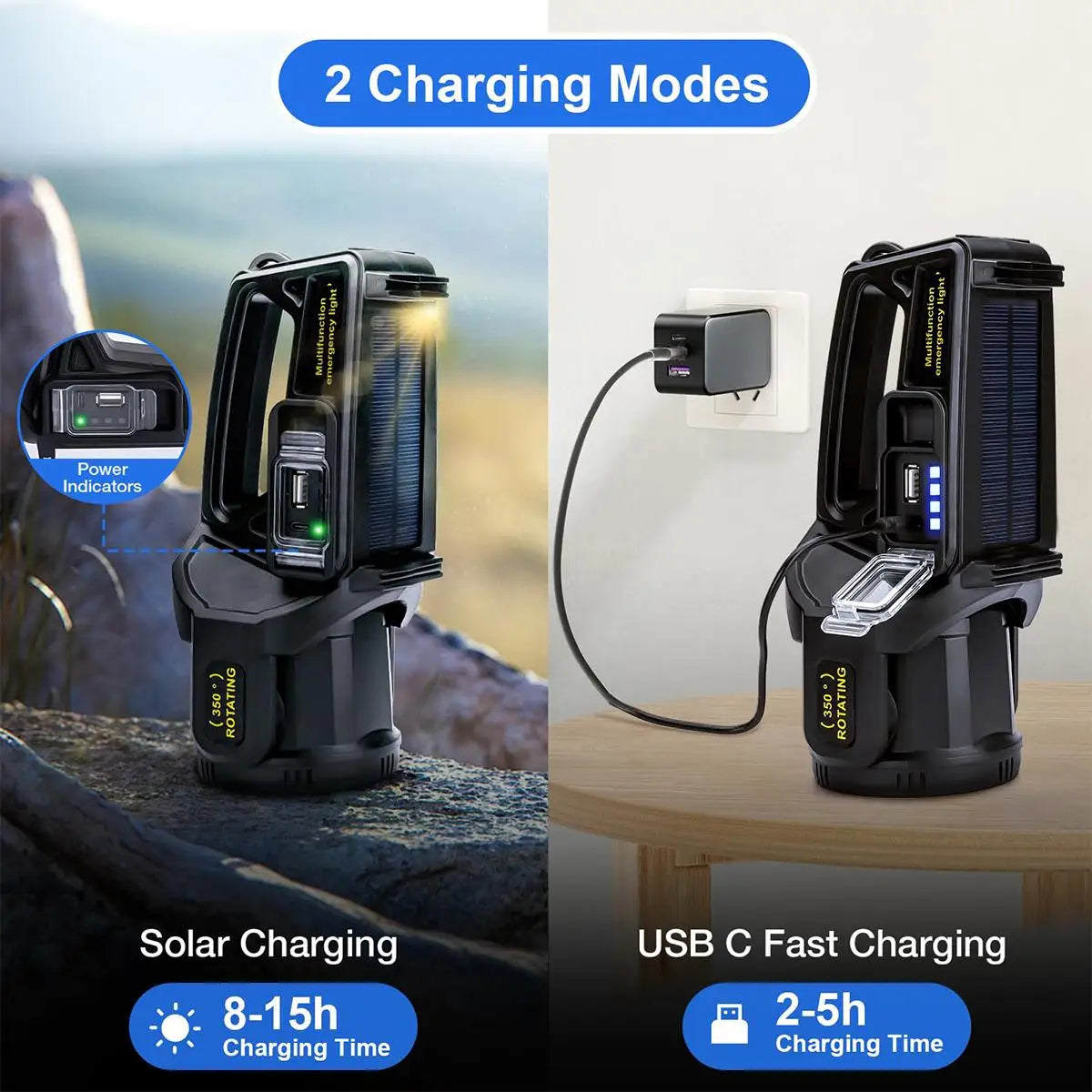 Aoyuansea Solar Rechargeable LED Flashlight Waterproof