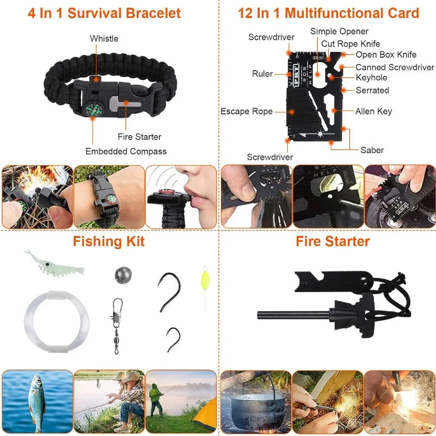 125Pcs Survival Kit Emergency Gear Set Outdoor Camping