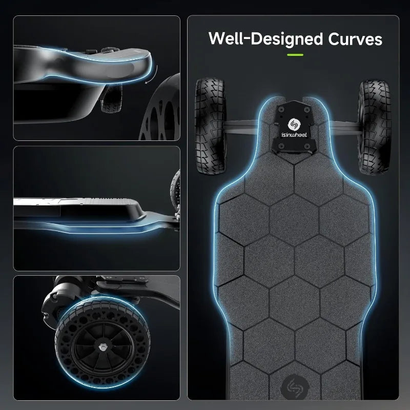 Off Road Electric Skateboard with Remote, 3000W/1200W Brushless Motor, 32/30 Mph Top Speed & 28/12 Miles Range, Electr