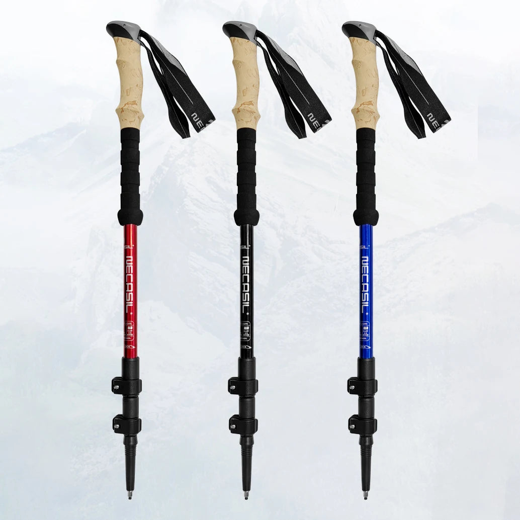 1pcs Aluminum Outdoor Hiking Anti Shock Walking Sticks Telescopic Trekking Climbing Poles Ultralight Walking Canes 135CM