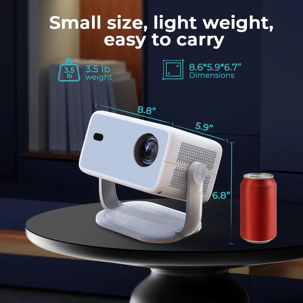 Smart Projector Native 1080P Support 4K, 800 ANSI HD Brightness, Android 11.0, WiFi 6, Auto Focus & Keystone Correction