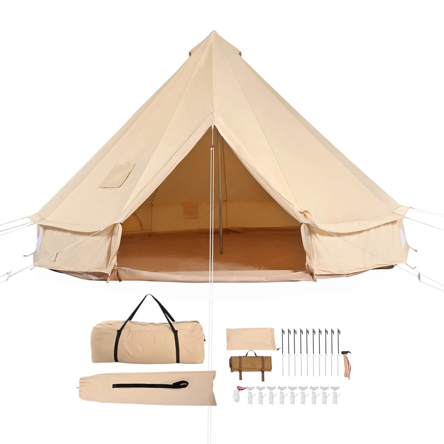 Canvas Bell Tent With Stove Jack For Weatherproof Camping
