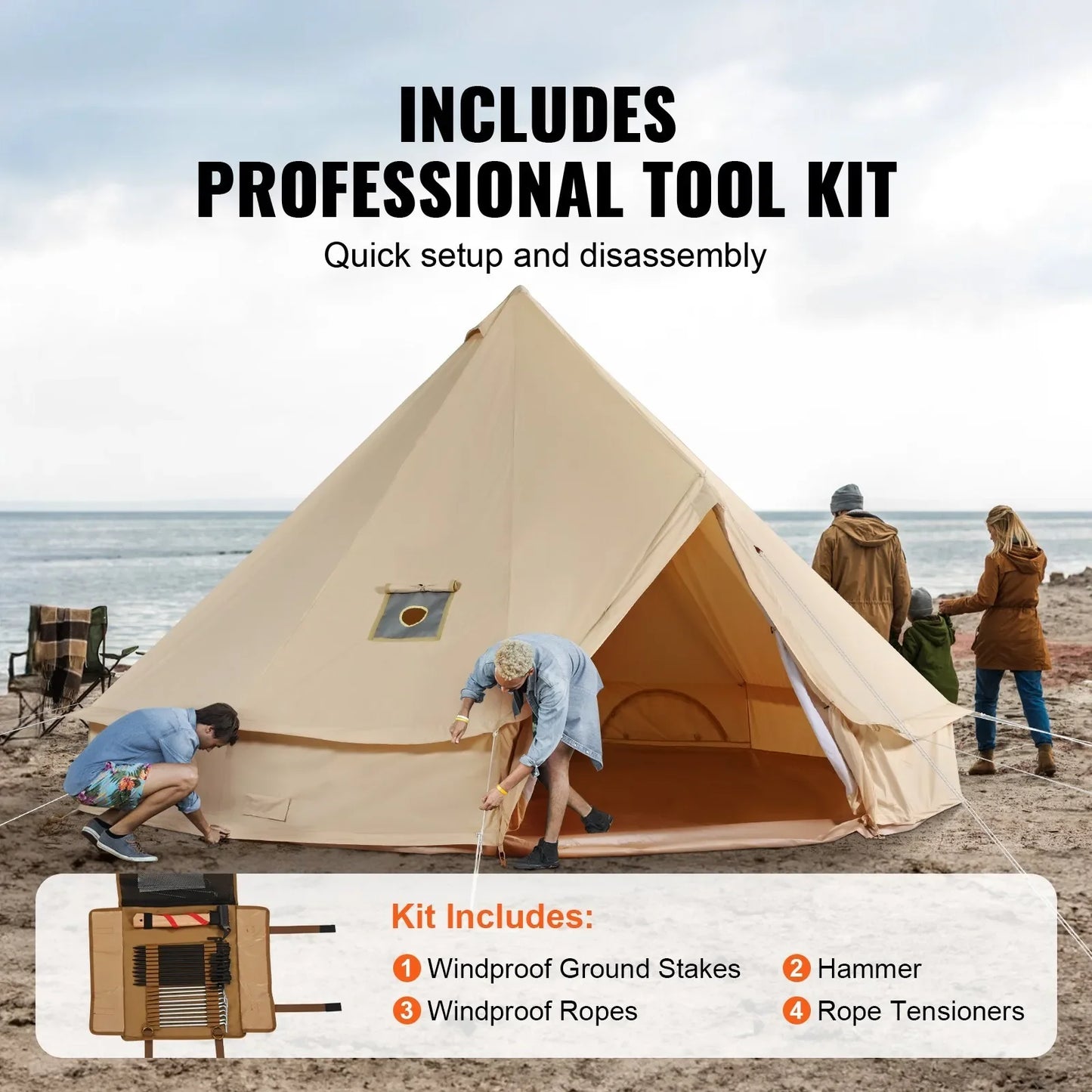 Canvas Bell Tent With Stove Jack For Weatherproof Camping