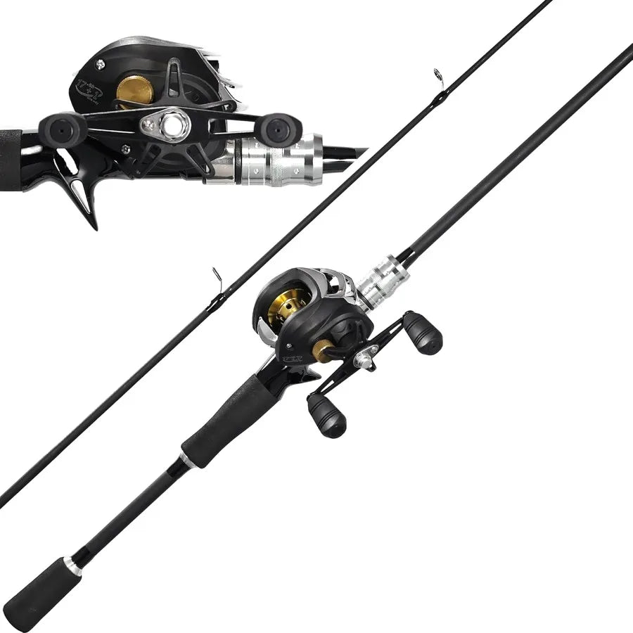 Kilitn Fishing Rod and Reel Combo Black Color Baitcasting Combo Baitcast Reel for Freshwater and Saltwater Fishing 2Piece Baitc