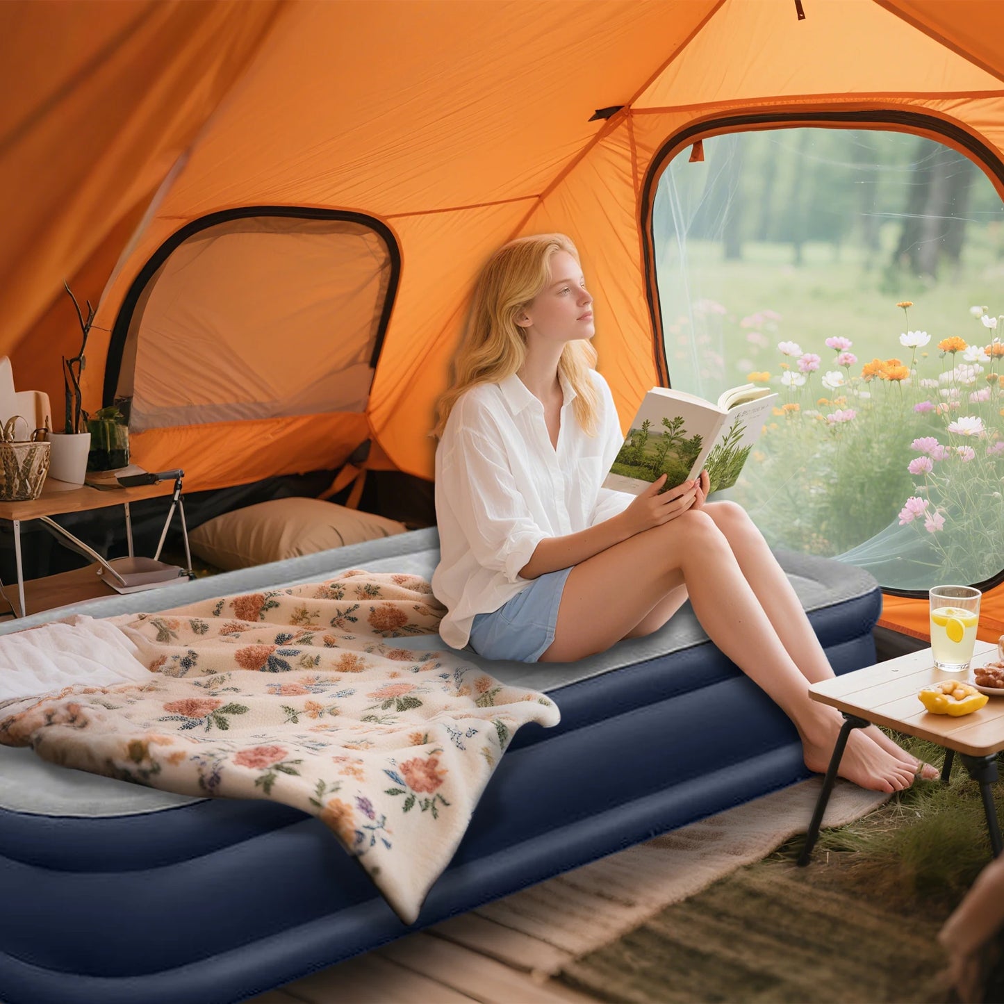 By Inflating Foldable Airbed Mattress With Built In Pump