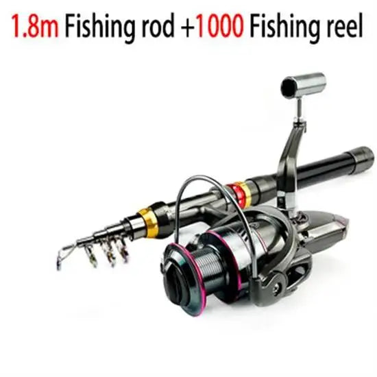 GHOTDAC Carbon Fiber Telescopic Fishing Rod Reel Combo 3-8kg