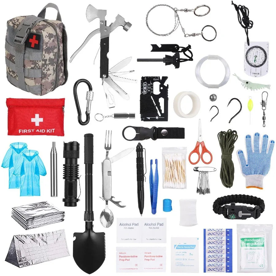 125Pcs Survival Kit Emergency Gear Set Outdoor Camping