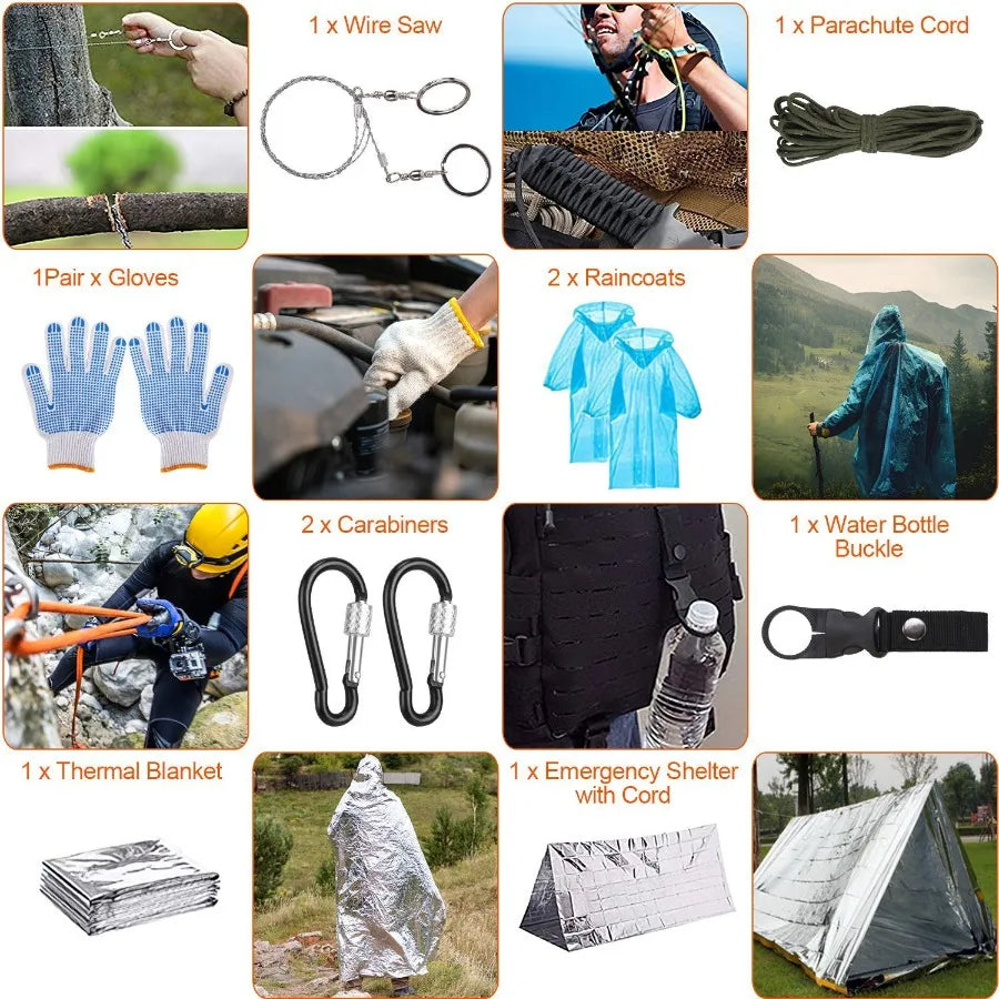 125Pcs Survival Kit Emergency Gear Set Outdoor Camping