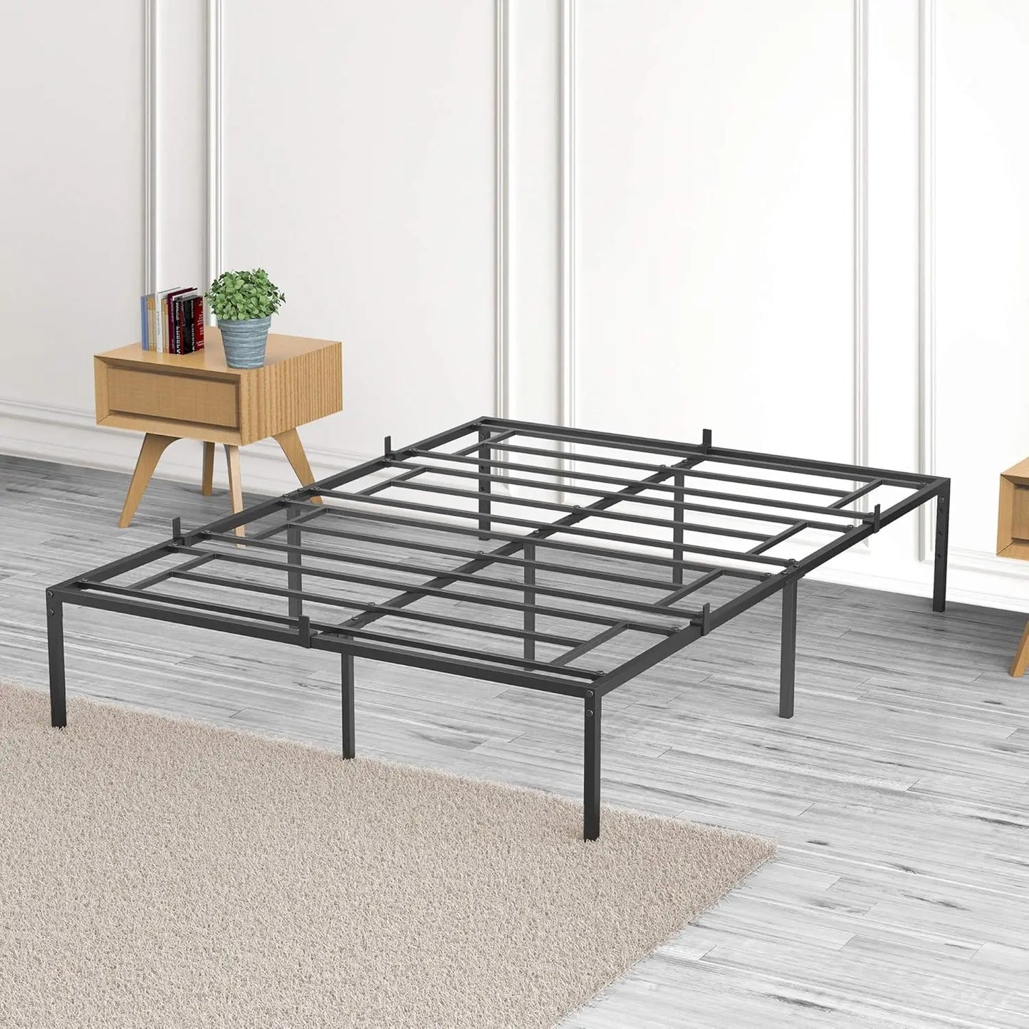 Hign-Concerned Modern Metal Bed Frame Reinforced Slats