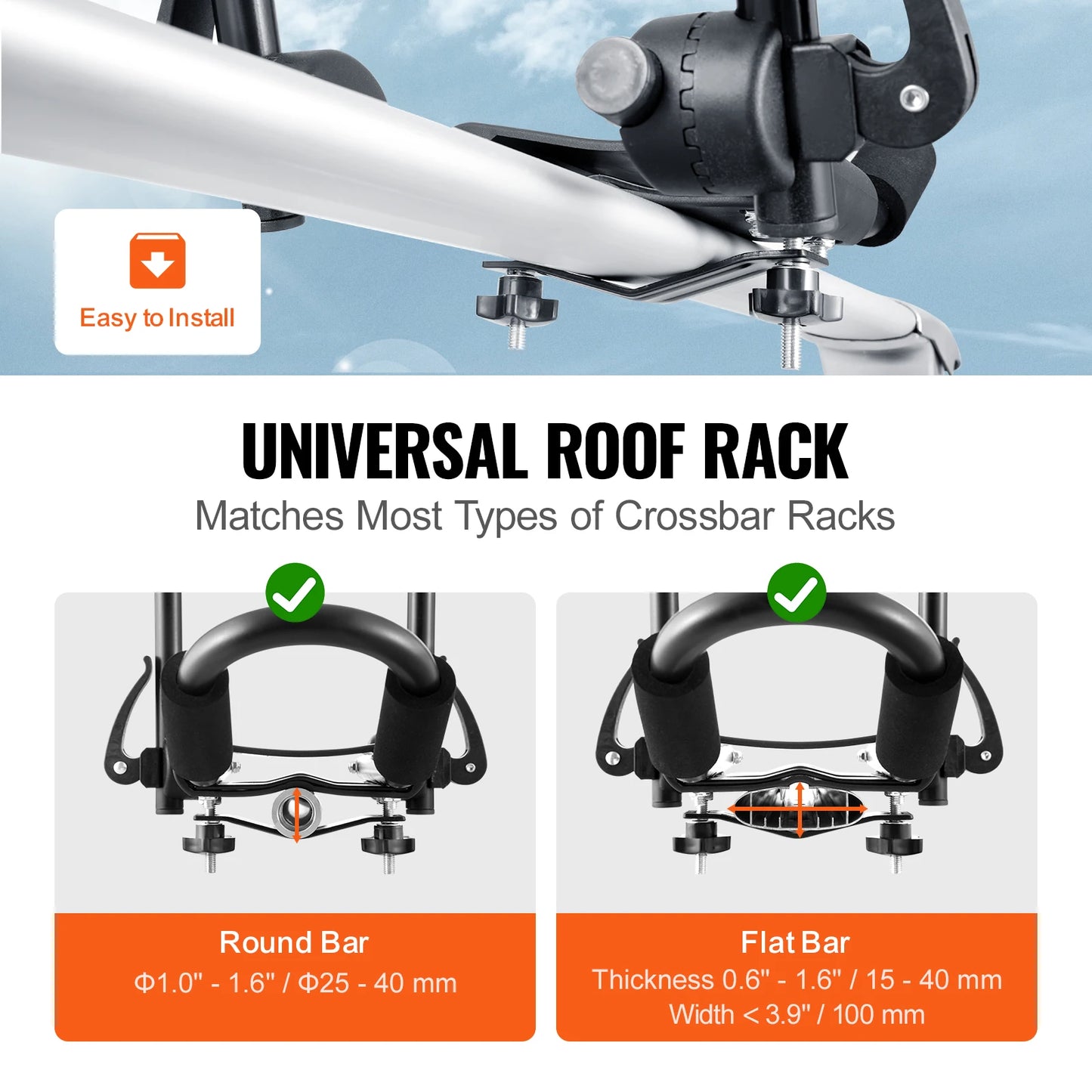 J-Bar Kayak Roof Rack Kit for Soft Roof Mount Carrier