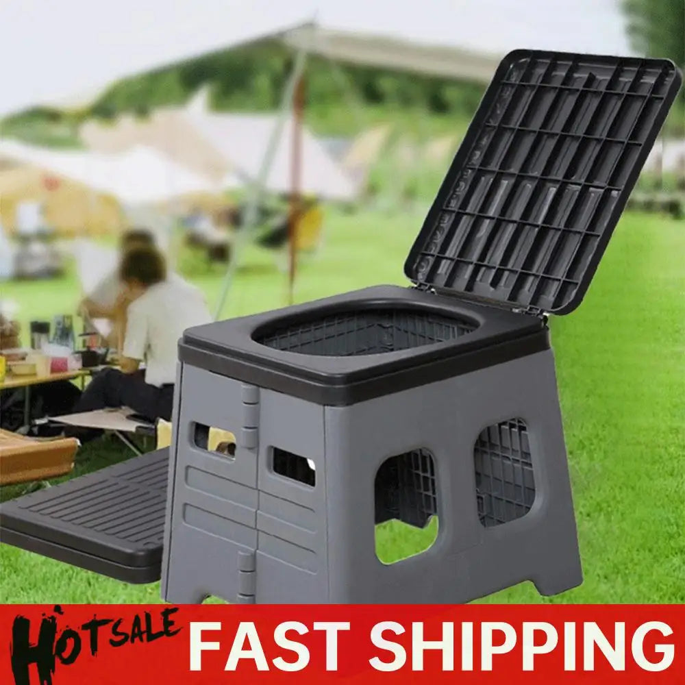 Electric Portable Camping Toilet With Lid Foldable Emergency