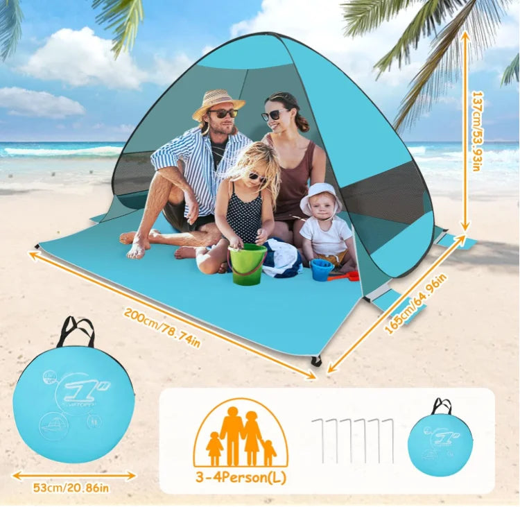 Beach Tent Sun Shelter Quick Opening 2 Second Automatic Bag