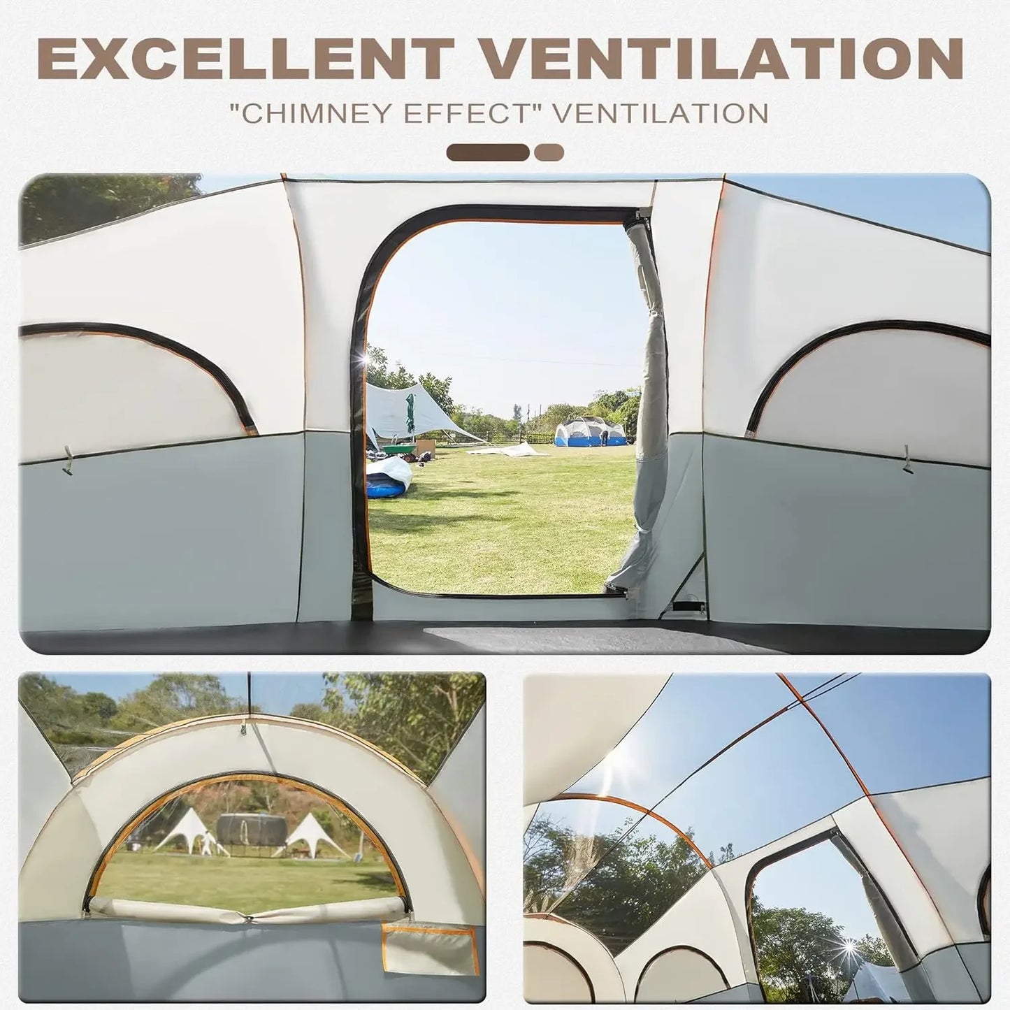 Z_8 Person Tent for Camping, Waterproof Windproof Family Tent with Rainfly, Divided Curtain Design for Privacy Space, Portable