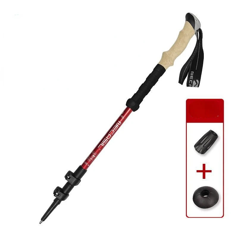 1pcs Aluminum Outdoor Hiking Anti Shock Walking Sticks Telescopic Trekking Climbing Poles Ultralight Walking Canes 135CM