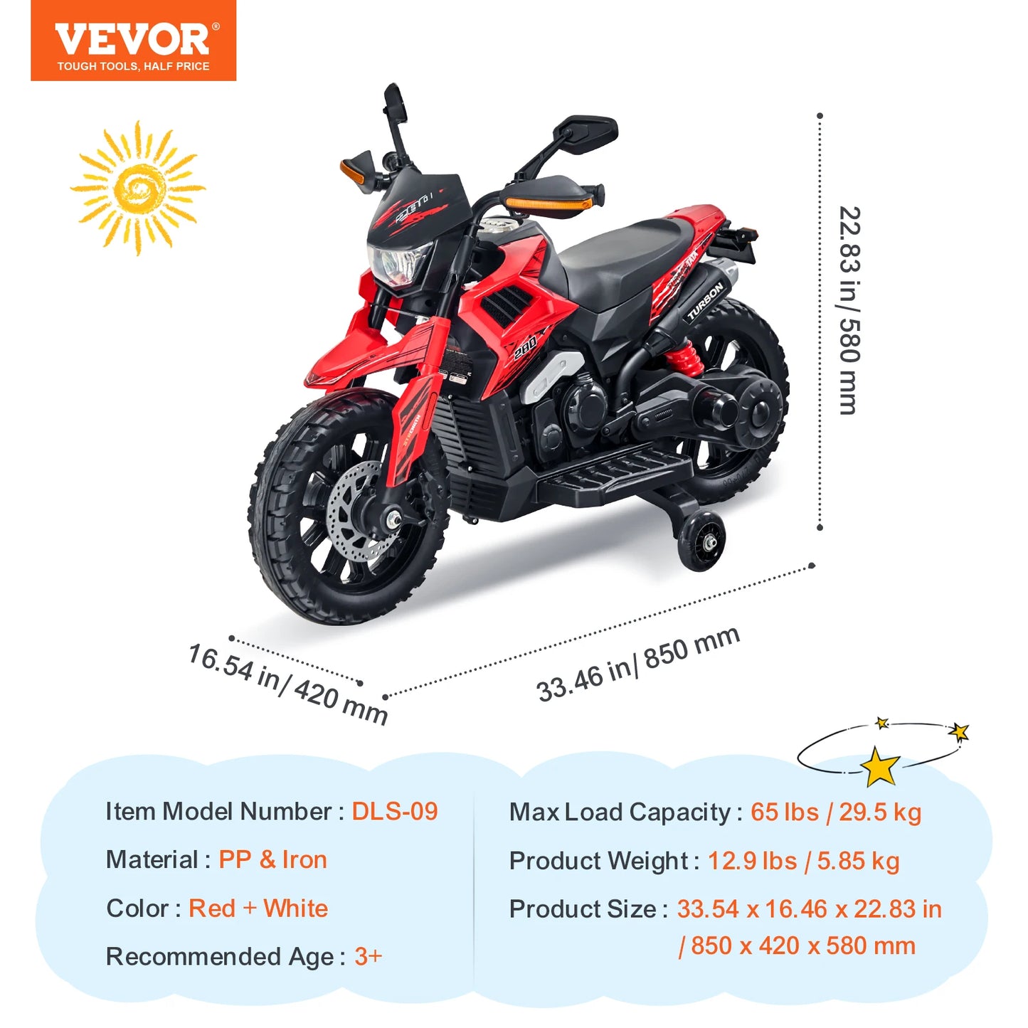 SucceBuy 6V 12V Kids Ride On Motorcycle With Bluetooth Headlight