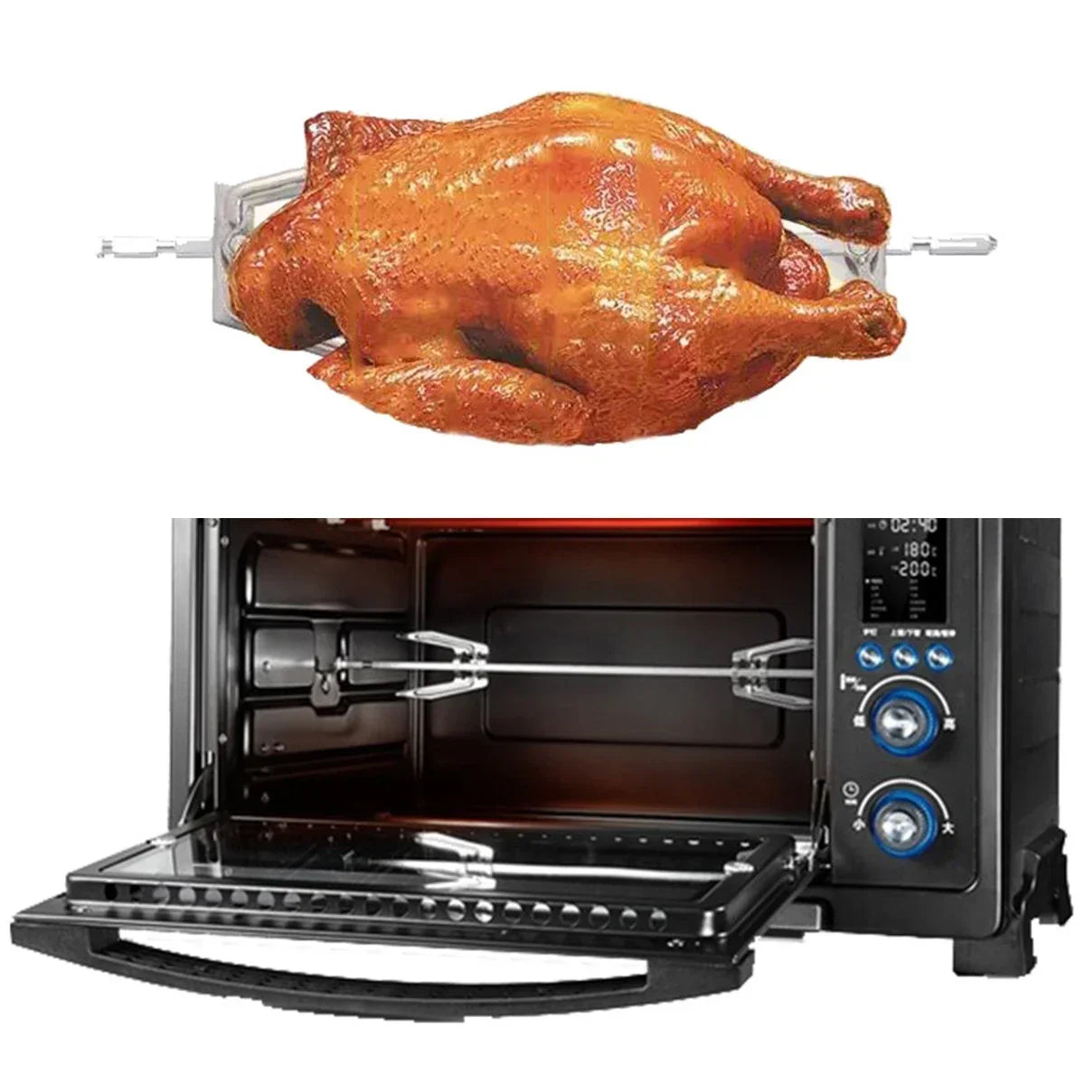 BBQ Rotisserie Grill Chicken Roaster Rod Spit Barbecue Electric Motor Meat Skewer Tool Outdoor BBQ Rack Kitchen Accessories Food