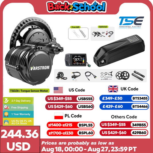 Tongsheng TSDZ8 TSDZ2B Ebike Kit 36V 250W 48V 500W 750W Electric Bicycle Central Mid Motor With Torque Sensor 13Ah 20Ah Battery