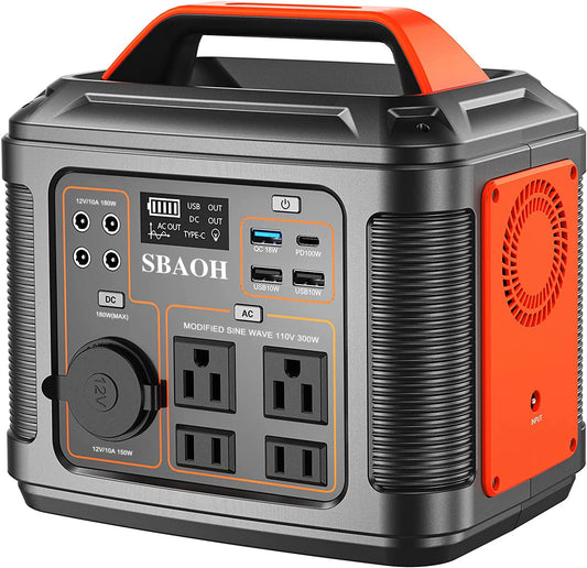 SBAOH Portable Power Station 300W 296Wh Solar Generator