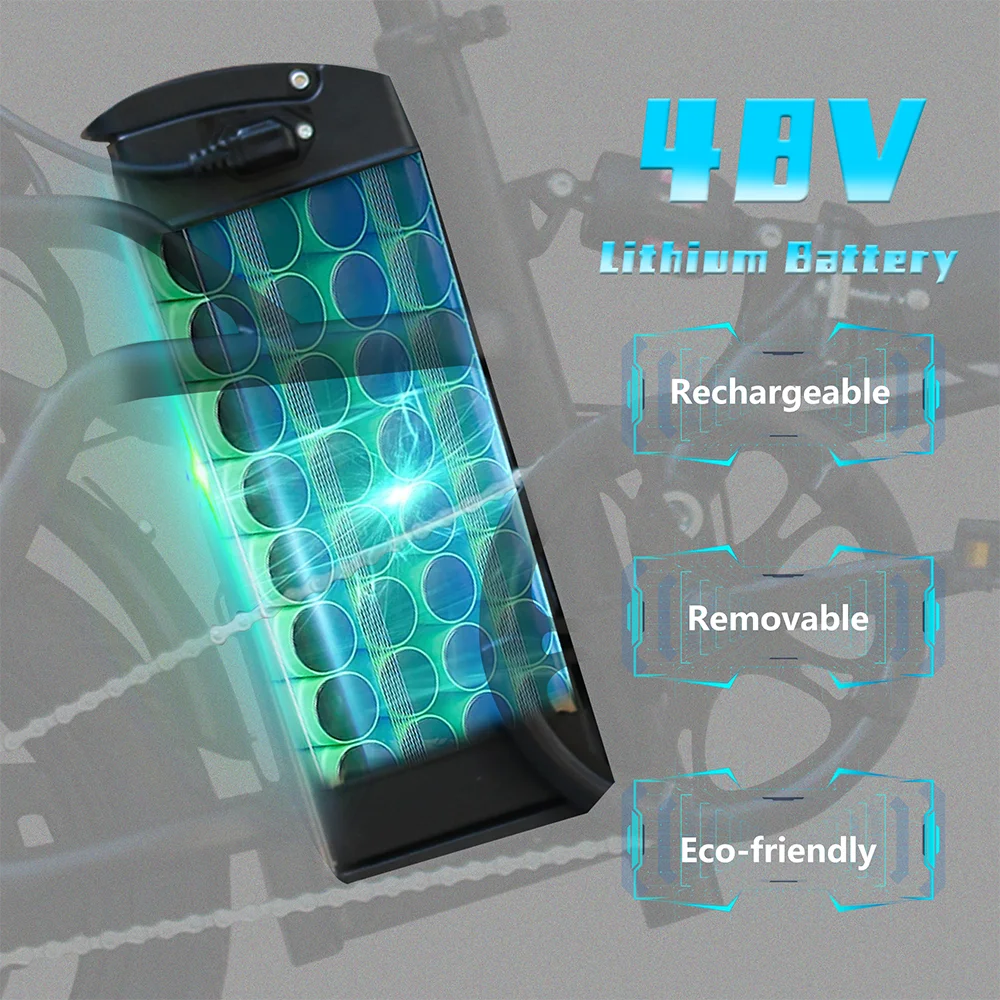 DEEPOWER Folding Electric Bike for Urban Adults 48V 400W