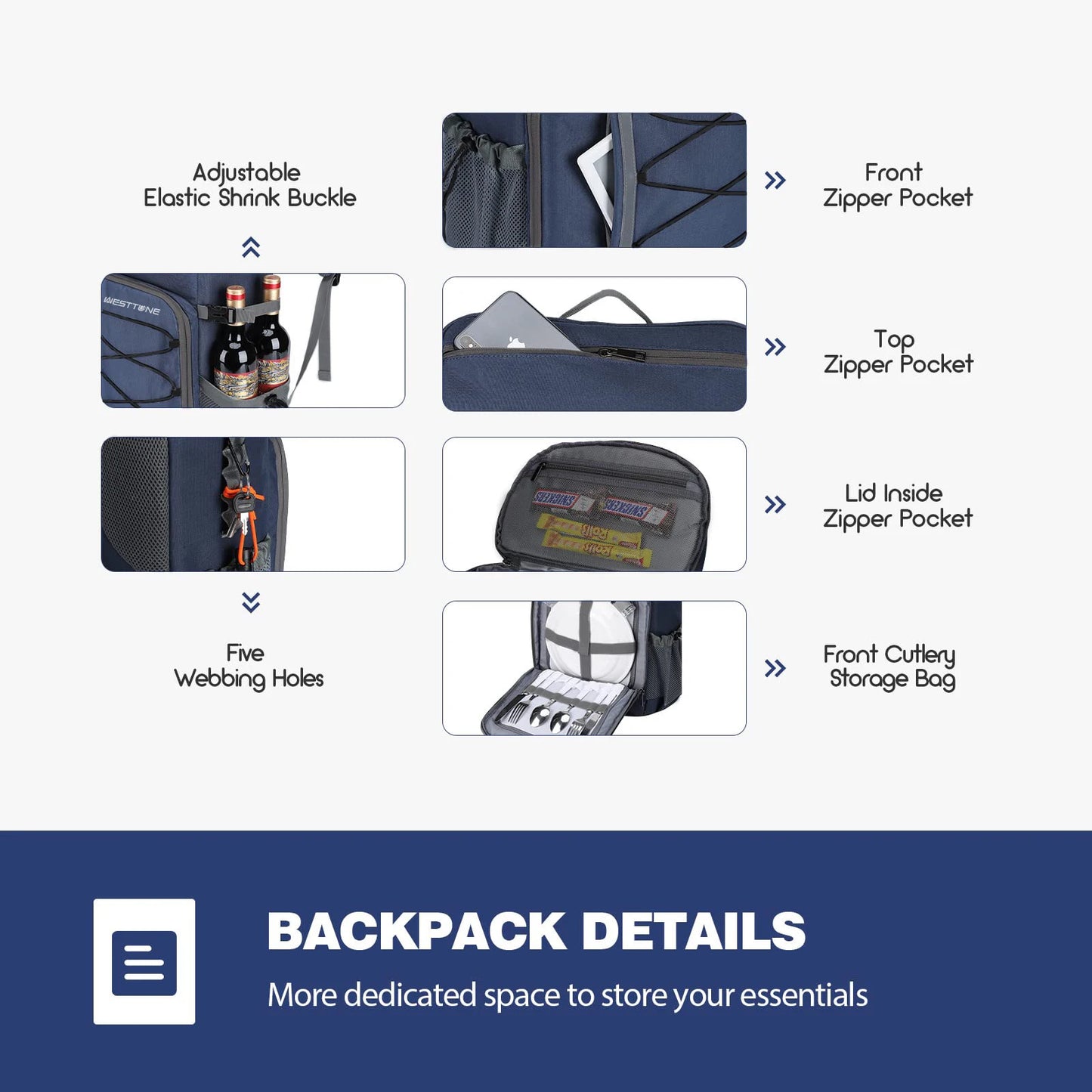 WestTune Leakproof Insulated Cooler Backpack For Camping