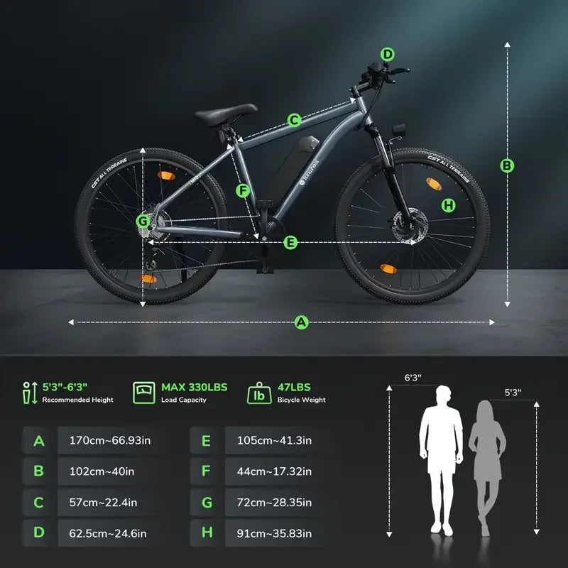 LELEKUAIF Electric Mountain Bike For Adults 500W Brushless Motor