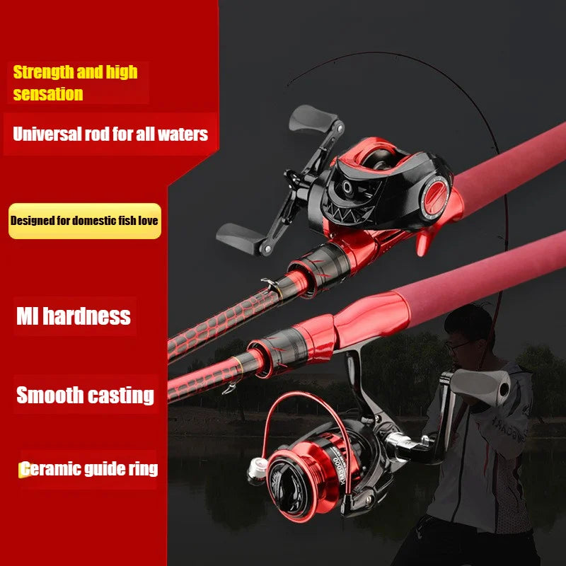 Red 180 Cm Carbon Fishing Rod ML Easy Grip Ceramic Tip Sports Outdoor Activities