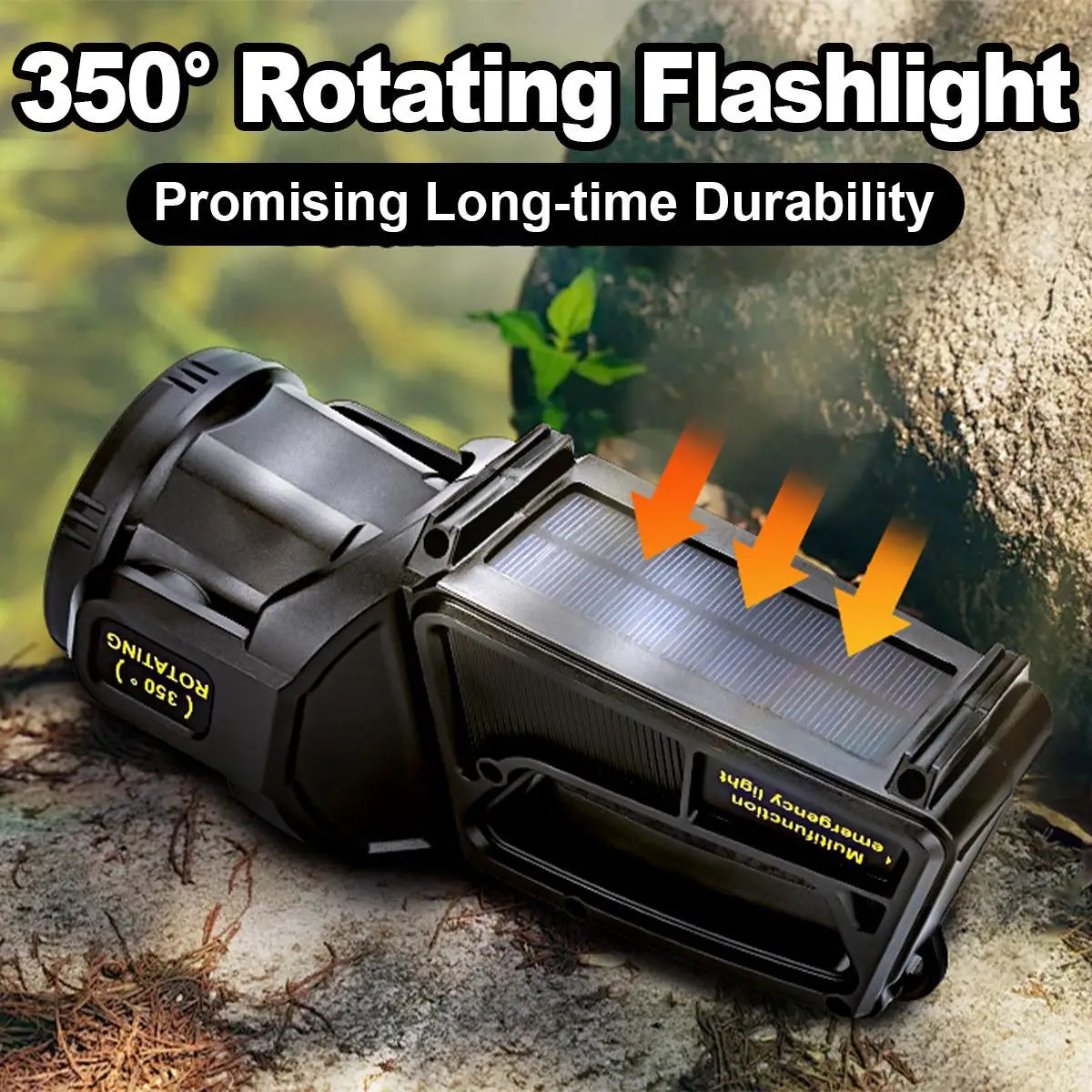 Aoyuansea Solar Rechargeable LED Flashlight Waterproof