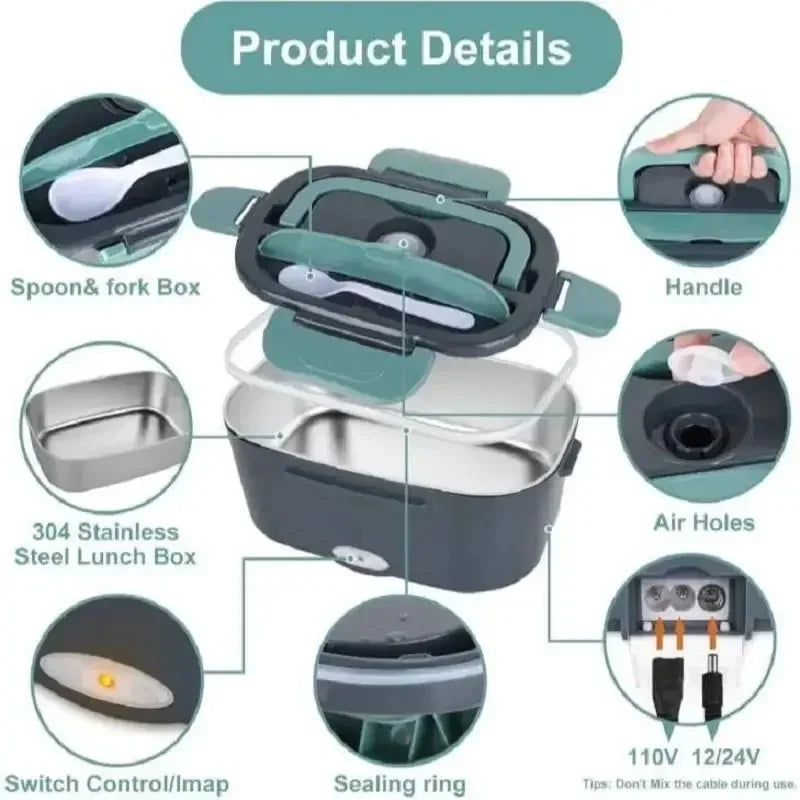 60W Electric Lunch Box Warmer Portable For Car And Home