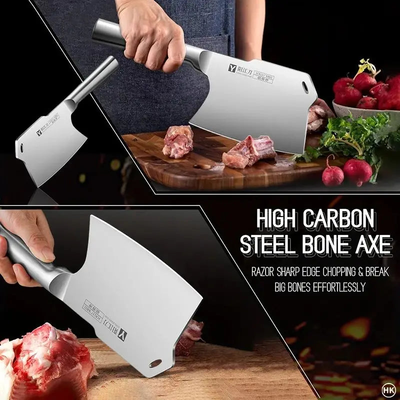 High Grade Thickened Chef Boning axe. Stainless Steel Commercial High Hardness Kitchen Knife for Home Cooking and Restaurant Use