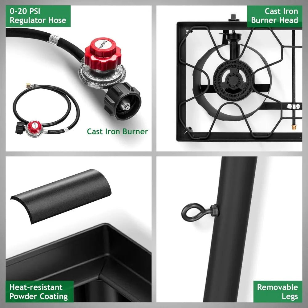 YTYIN 3 Burner Propane Stove Outdoor Cooking Ignition