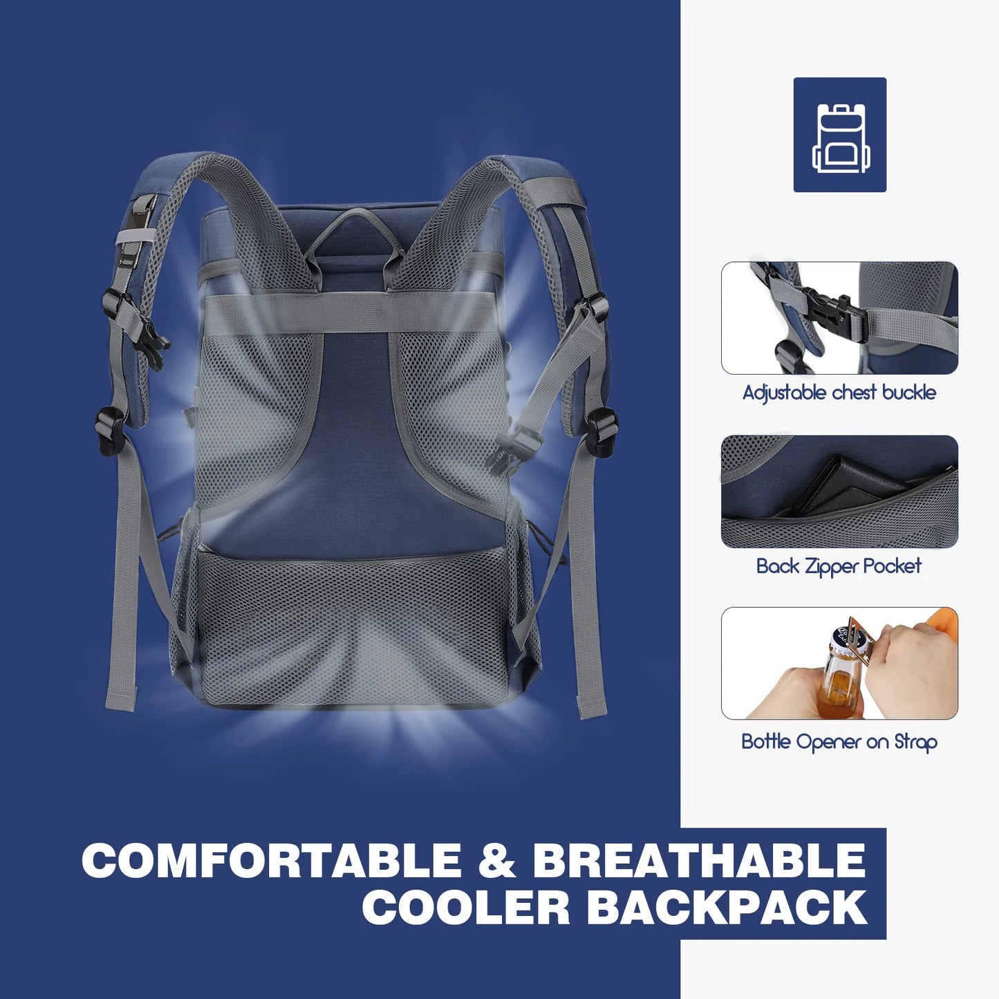WestTune Leakproof Insulated Cooler Backpack For Camping