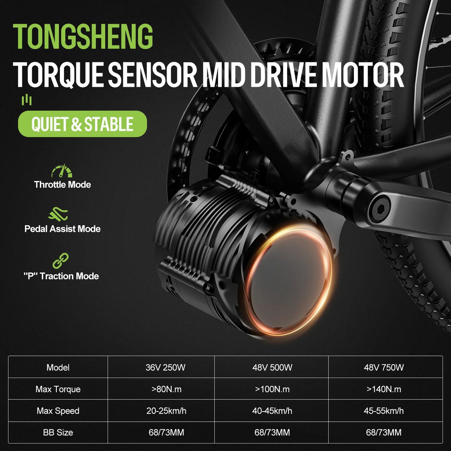 Tongsheng TSDZ8 TSDZ2B Ebike Kit 36V 250W 48V 500W 750W Electric Bicycle Central Mid Motor With Torque Sensor 13Ah 20Ah Battery