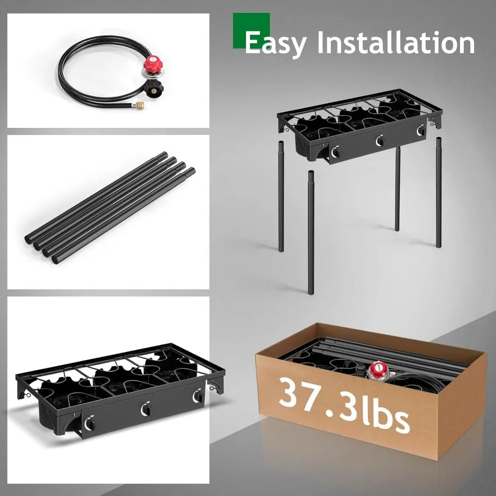 YTYIN 3 Burner Propane Stove Outdoor Cooking Ignition