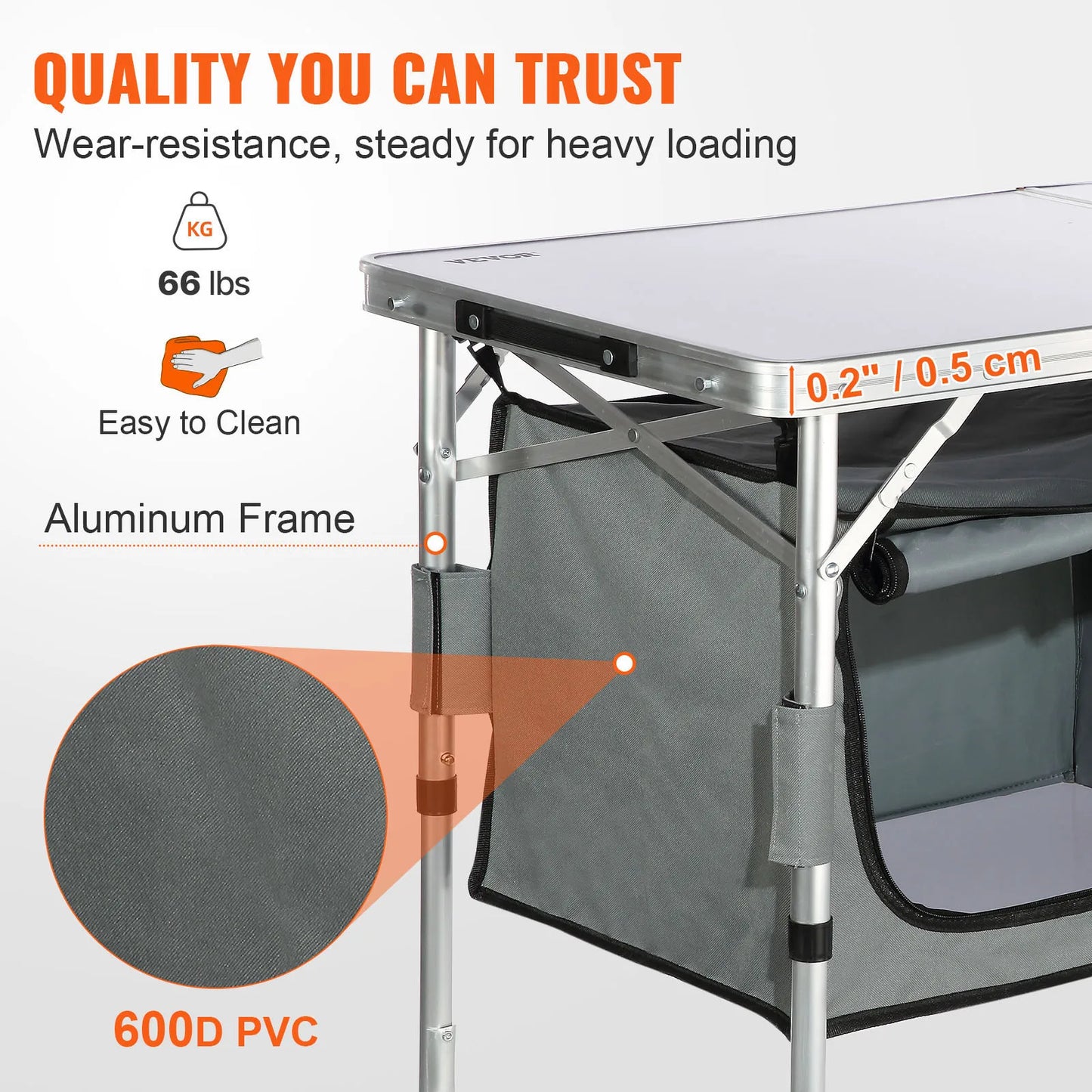 VEVOR Camping Kitchen Table Quick Setup Folding Outdoor