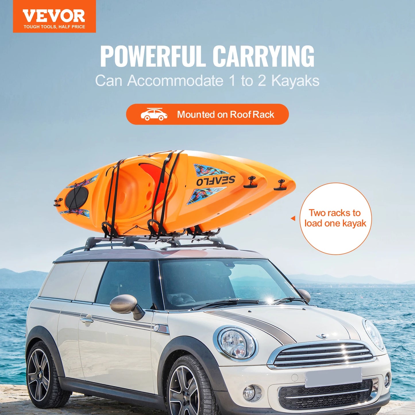 SucceBuy Kayak Roof Rack JBar Pairs For Soft Roof Carrier