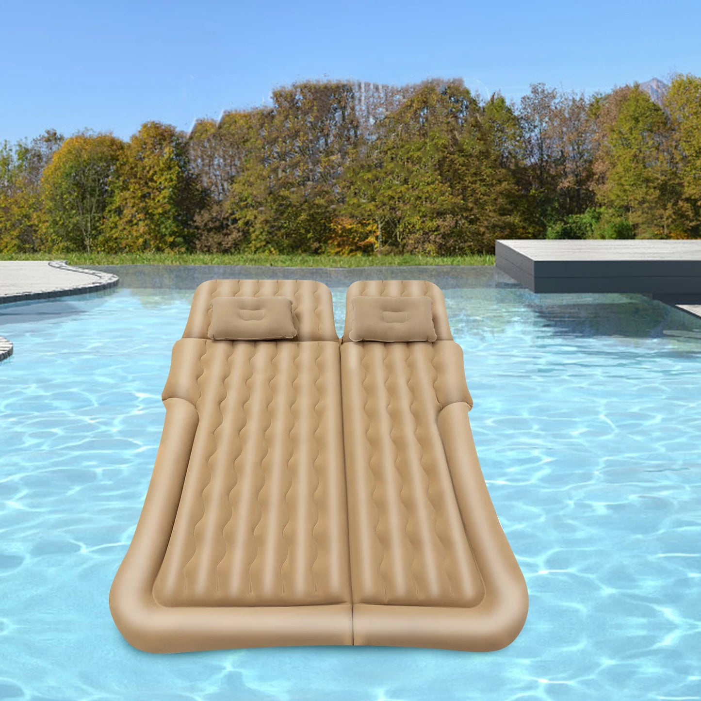 Car Bed Suv Air Mattress, Portable Thickened Camping Air Mattress with 2 Cushions and Pump, Car Air Mattress for Travel Outdoor