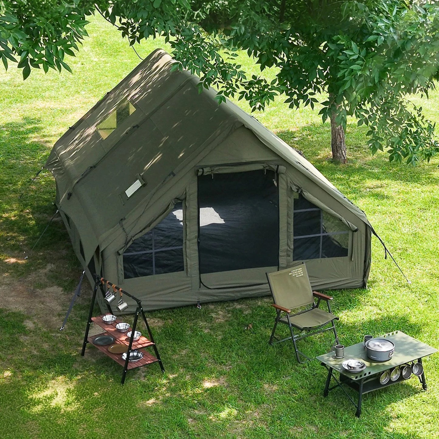 SENLEETO Waterproof Windproof Inflatable Camping Tent 4 Season Chimney