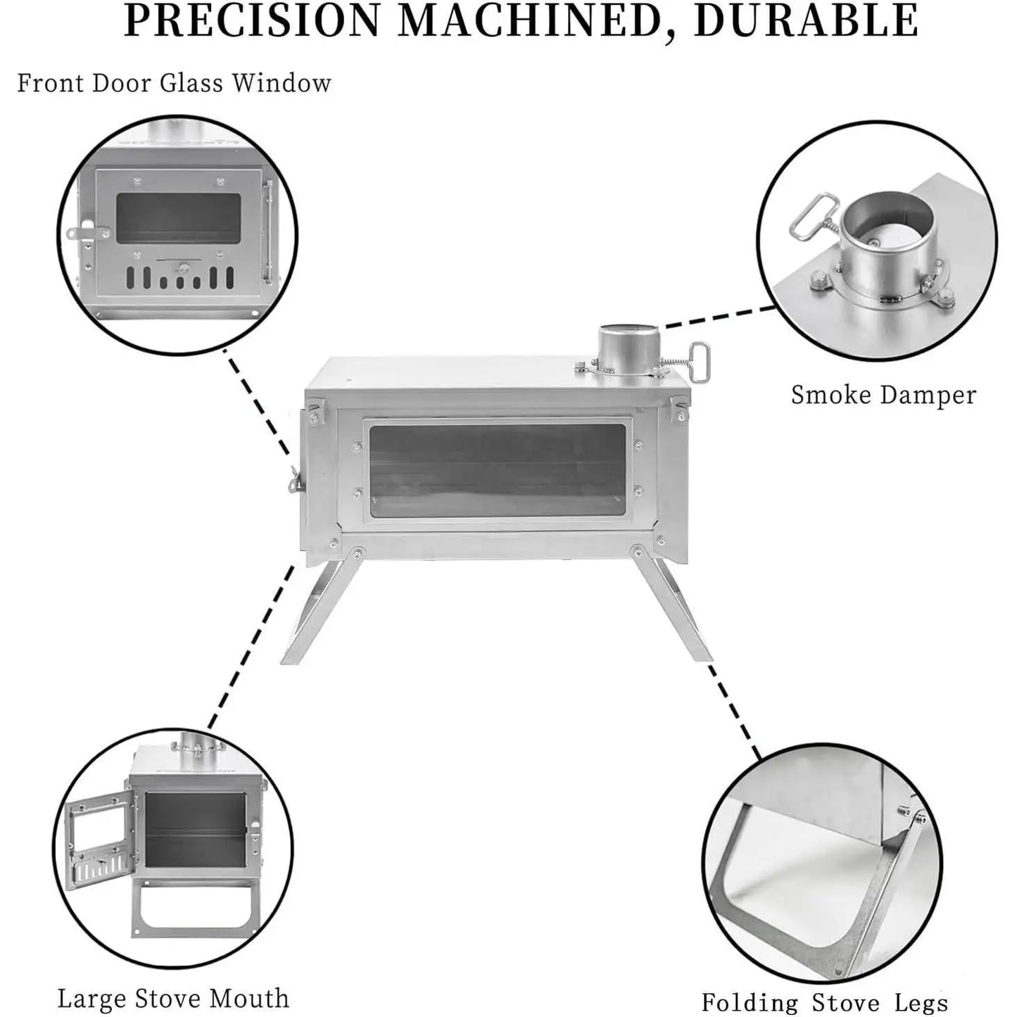Titanium Stove Portable Folding Tent Ta1 Stove Slide Mini for Camping Backpacking Hunting Cooking 3.4lb
