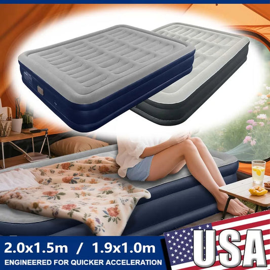 1-2 Person PVC Automatic Inflatable Mattress Camping Home Built-In Pump Bed Thickened For Indoor Outdoor Rest Lazy Sleeping Mat