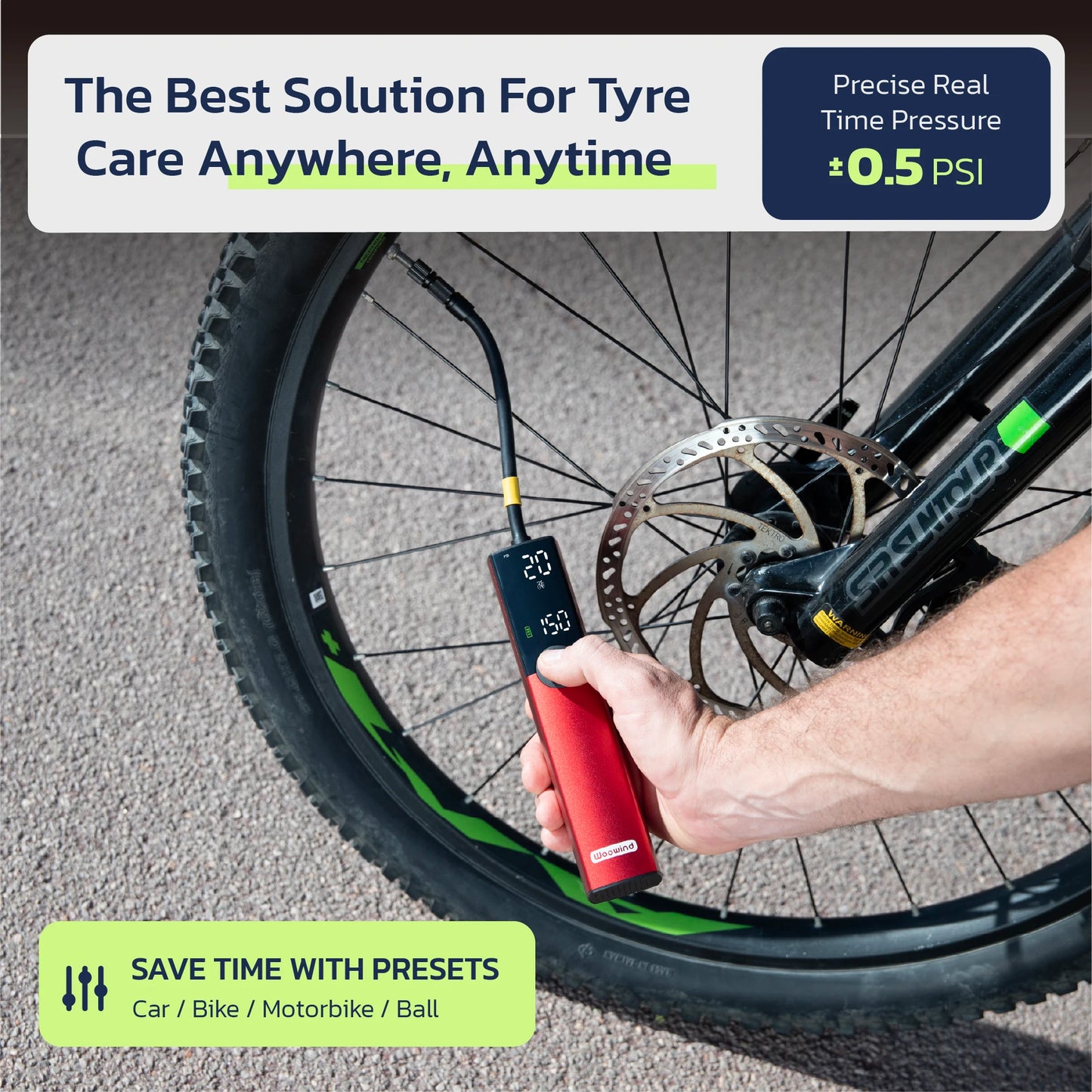 Woowind BP188 Electric Bike Pump Inflator 150 Psi Portable