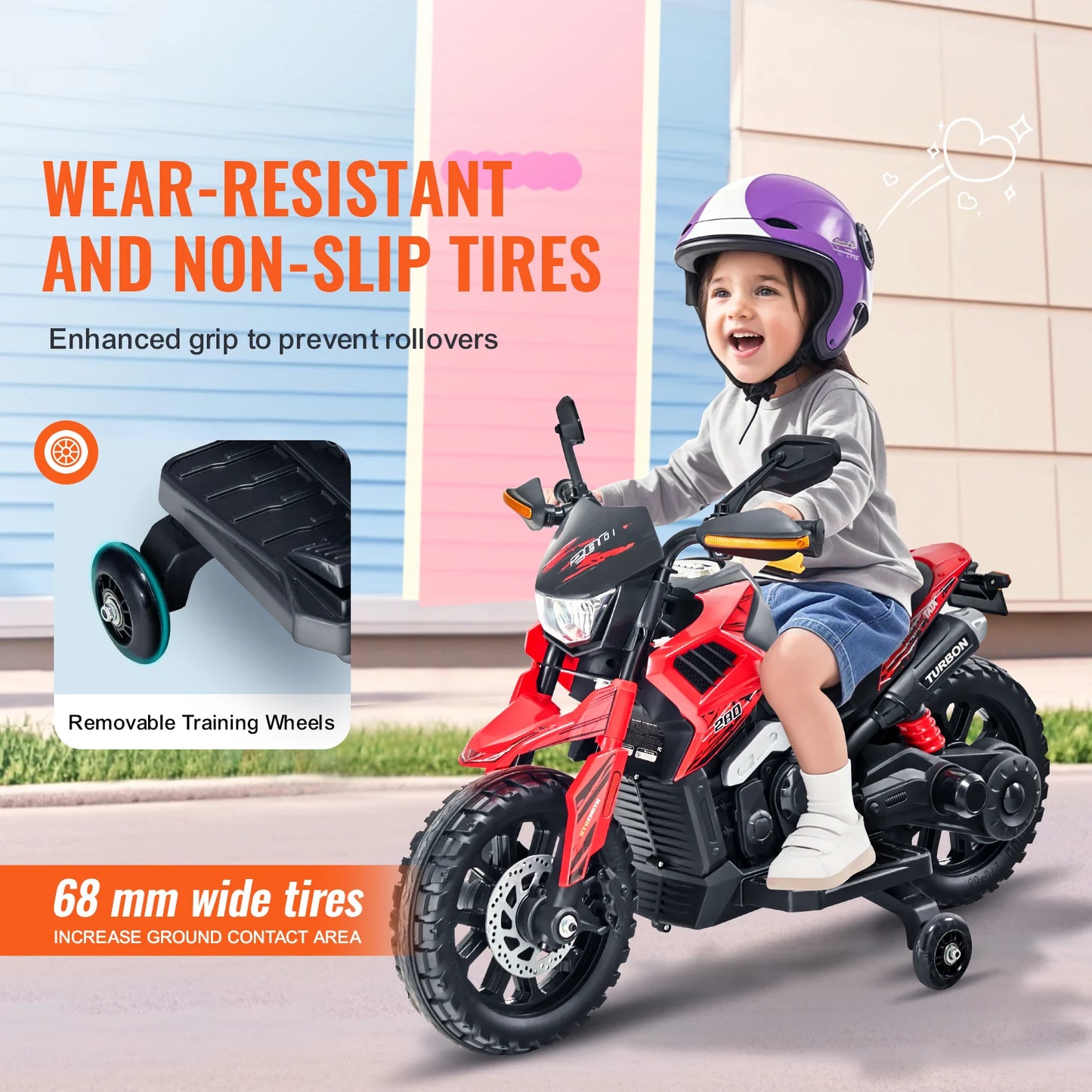 SucceBuy 6V 12V Kids Ride On Motorcycle With Bluetooth Headlight