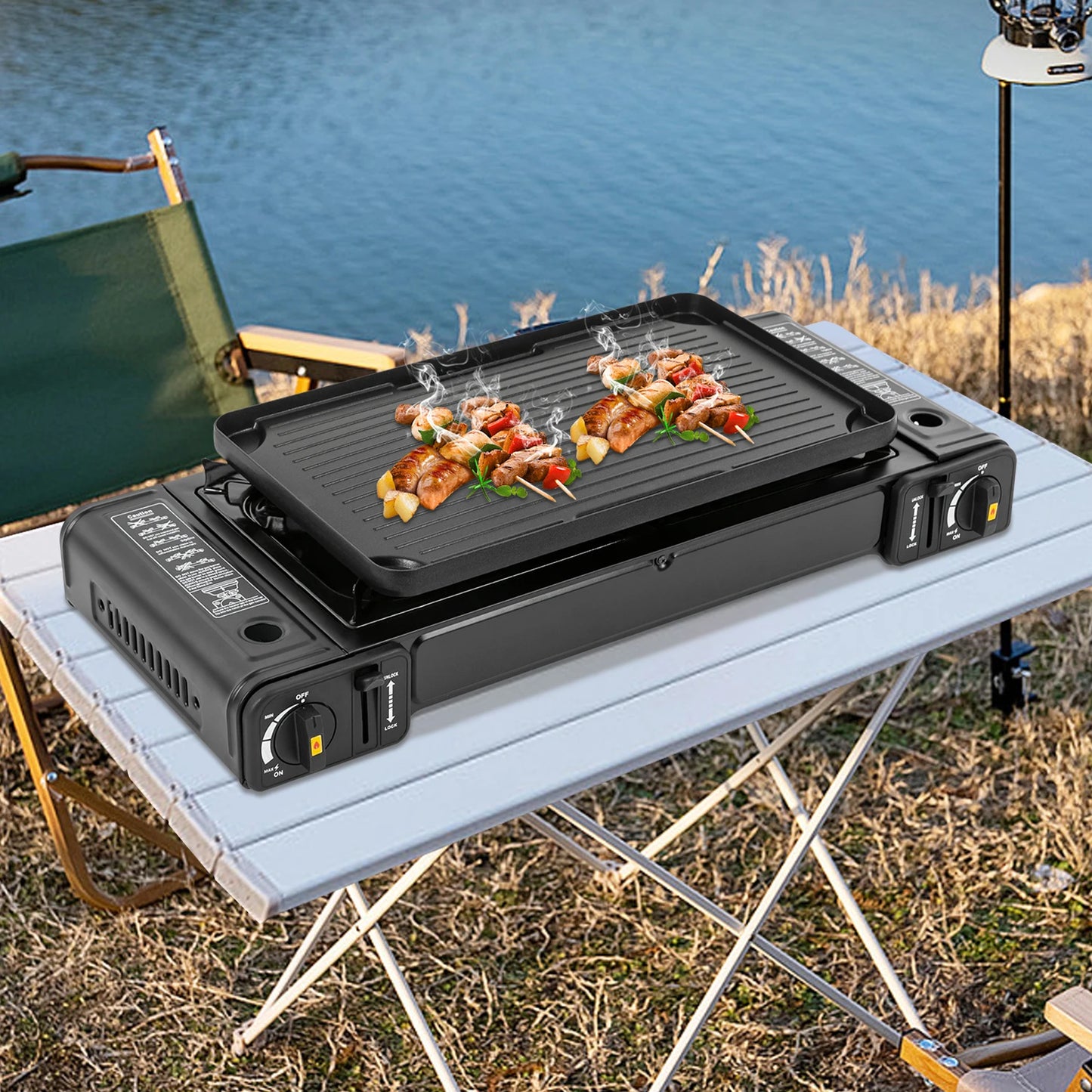 Two Burner Camping Stove Portable Outdoor Cooker For Hiking