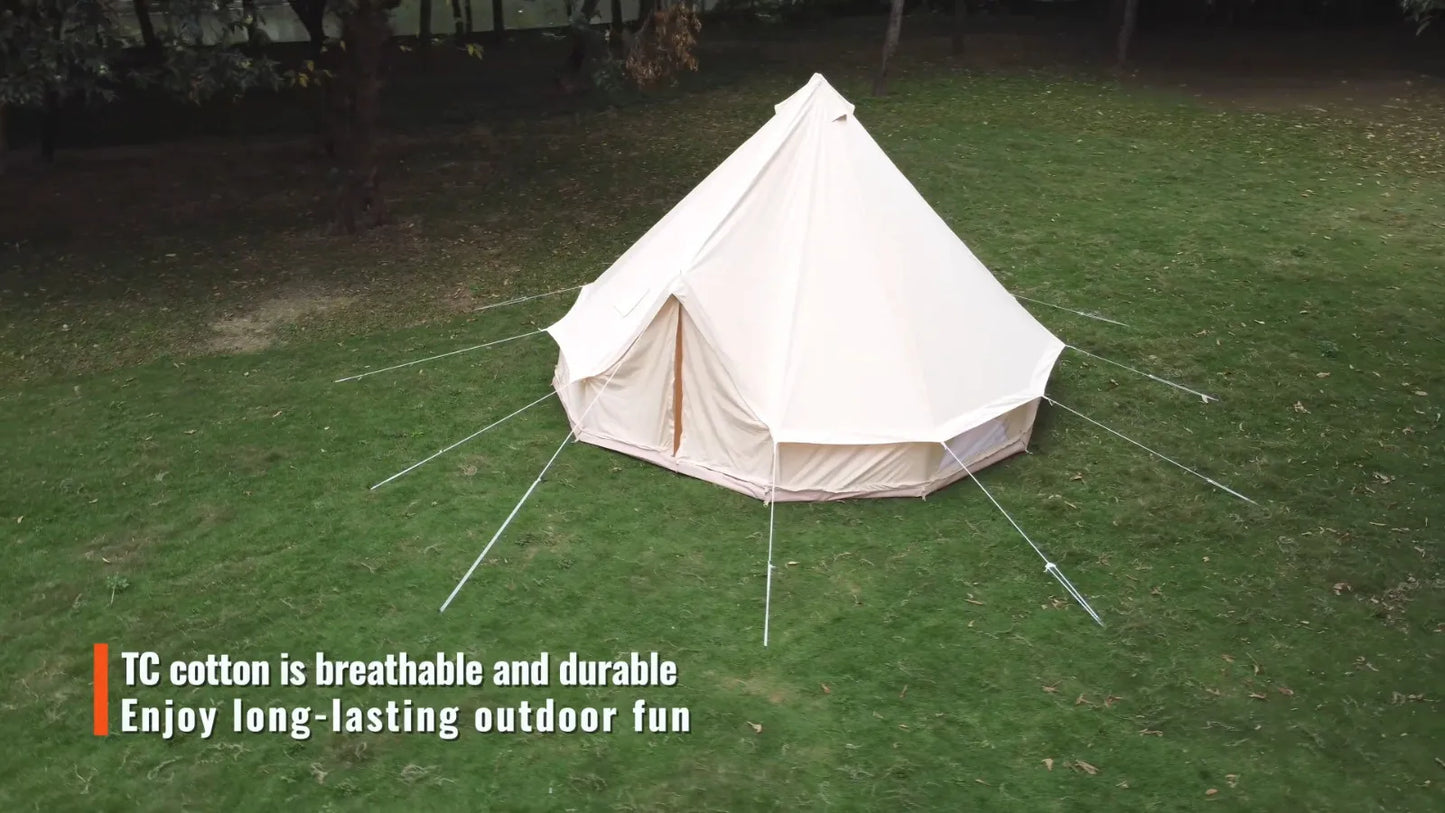 Canvas Bell Tent With Stove Jack For Weatherproof Camping