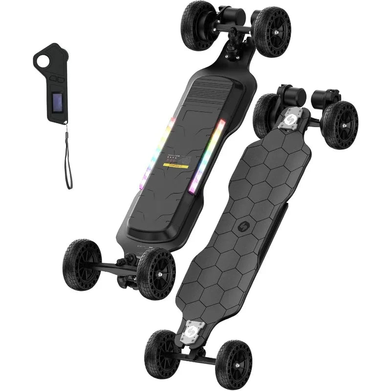 Off Road Electric Skateboard with Remote, 3000W/1200W Brushless Motor, 32/30 Mph Top Speed & 28/12 Miles Range, Electr