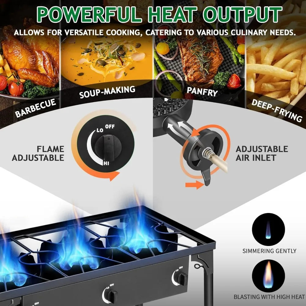 YTYIN 3 Burner Propane Stove Outdoor Cooking Ignition